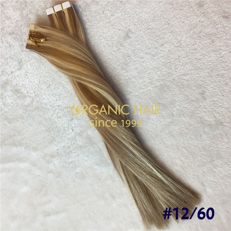 Piano color #12/60 human tape in hair extensions X112